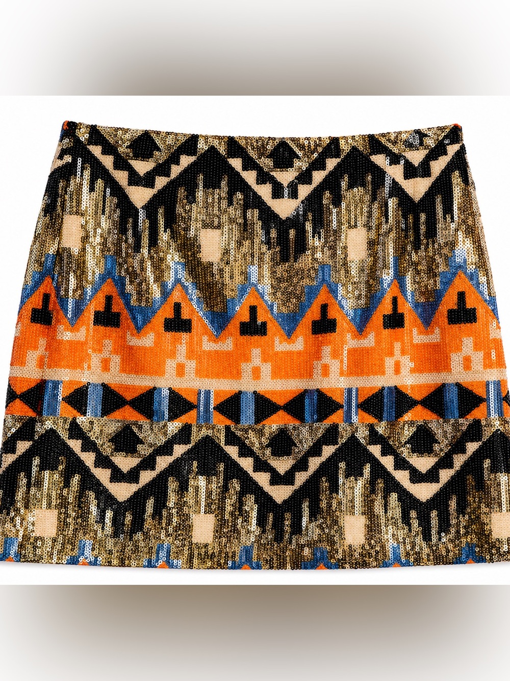 SABINE Sequin Aztec Mini Skirt Size Medium
